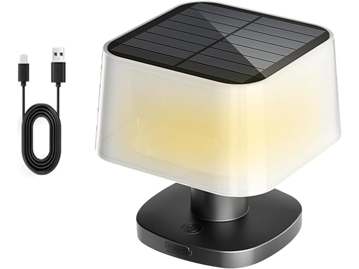 Luminárias de mesa solares para uso externo, 3 modos de iluminação, não compatíveis com fibra óptica.