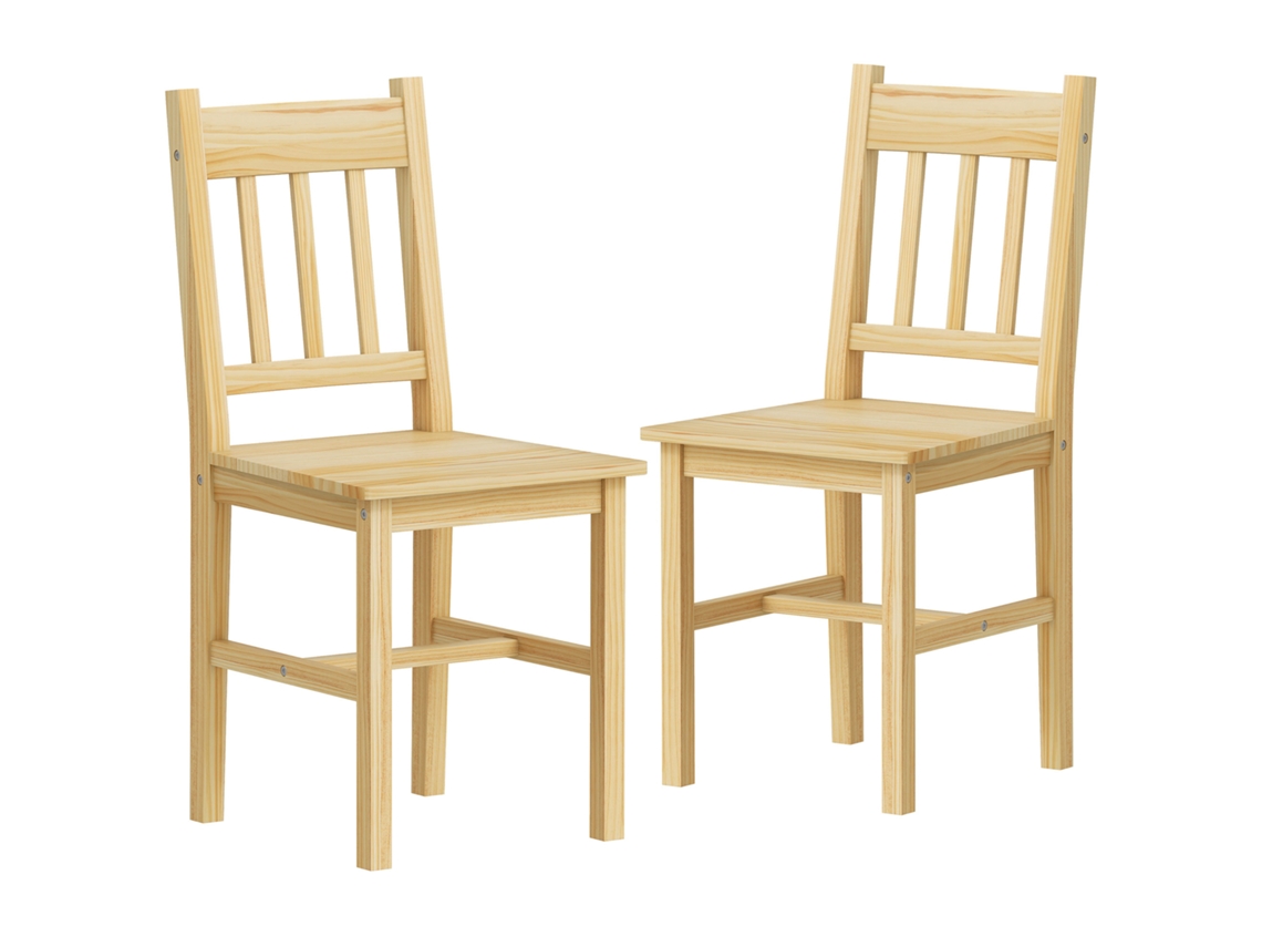 Conjunto 2 Cadeiras Sala Jantar Encosto Ripas Estrutura Madeira Pinho 41x46,5x85,5cm Madeira