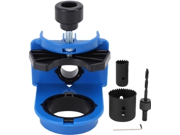 Kit De Instalação Fechadura Para Portas Madeira Com Serras Copo Aço Carbono E Gabarito Guia Plástico Ajustável