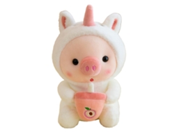 Primerox boneca de Pelúcia Porquinho 25cm com Xícara de Chá de Leite Macia Fofa Decoração Presente para Crianças