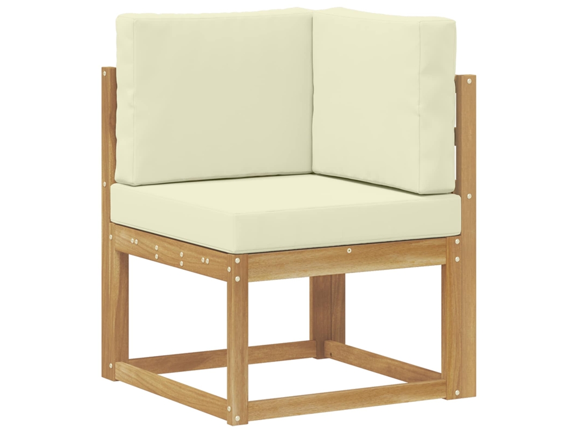 Sofá de Canto Outdoor Madeira Sólida de Acácia Branco MAISON EXCLUSIVE
