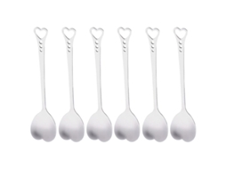 6pcs Colher De Coração De Aço Inoxidável