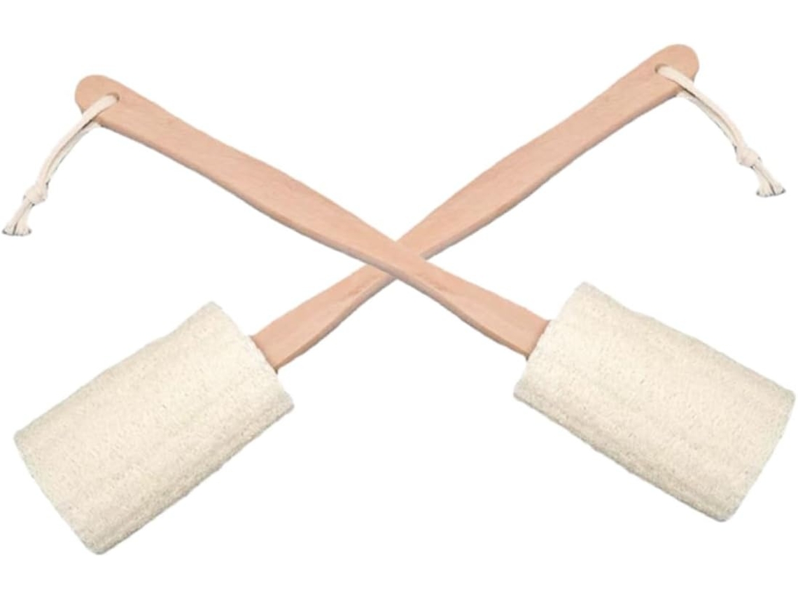 Lurelia Pack De 2 Buchas Vegetais De Banho Para Costas, Bucha Vegetal, Cabo Longo E Cerdas Macias