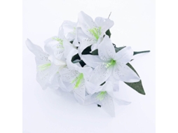 2 Peças De Lírio Artificial Com 10 Cabeças Flor Falsa Decoração Para Casamento, Festa, Lar, Jardim, Escritório, Café Blanco