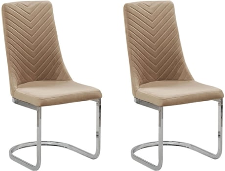 Conjunto de 2 Cadeiras Jantar Altoona (Bege - Veludo - 58x46x96 cm)