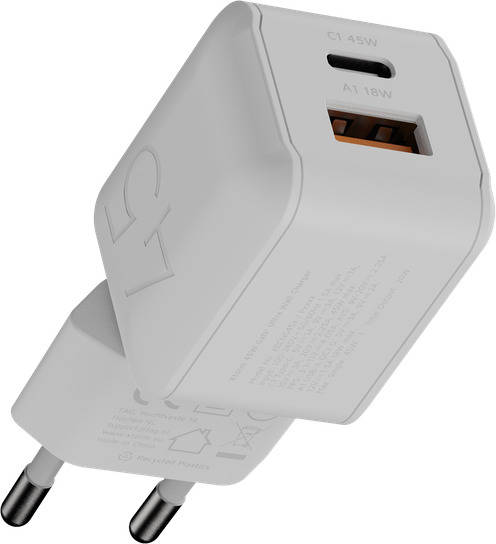 Carregador XTORM USB-C 45W - USB-A 18W (Branco)
