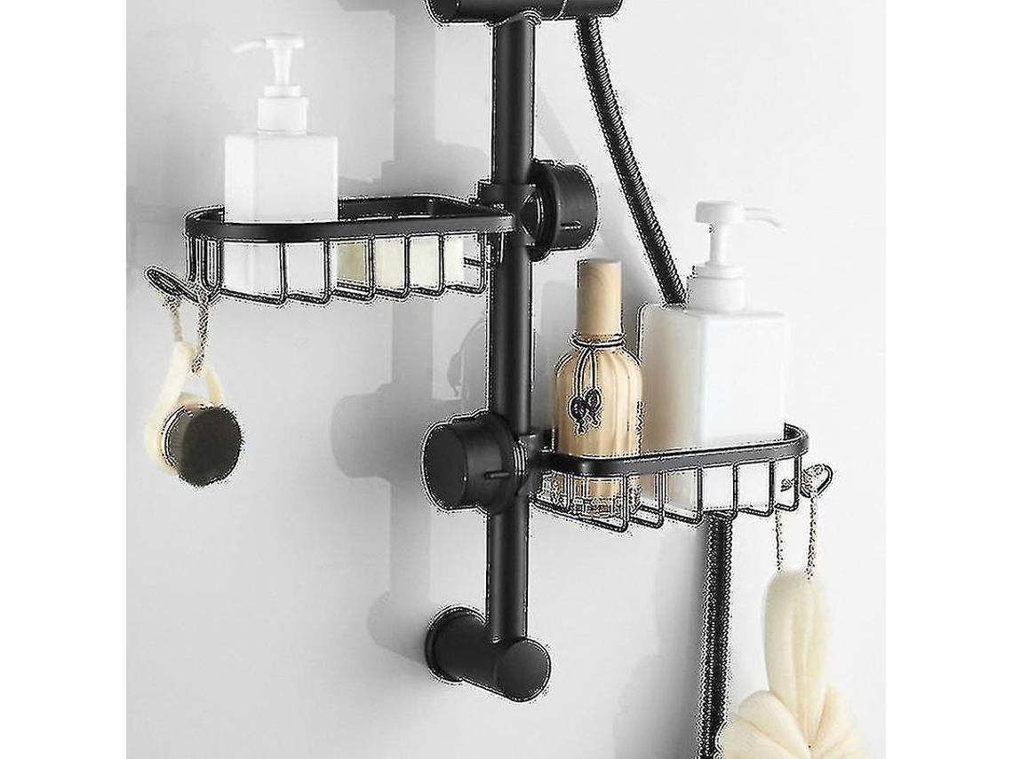 Repisa de duche Starlight, 2x aço inox, sem furar, telescópica, para banheiro e cozinha | S/MARCA