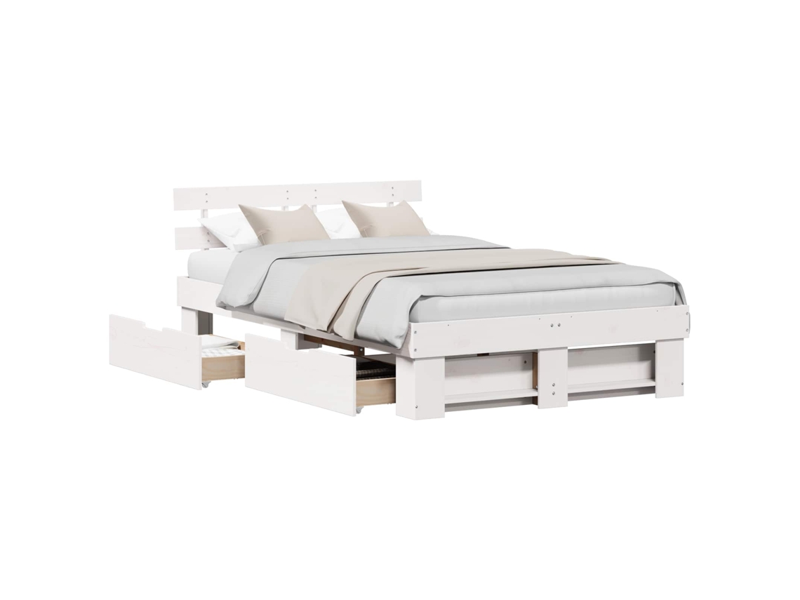 Estrutura da Cama com Cabeceira com Gaveta Branco 120x200 cm MAISON EXCLUSIVE