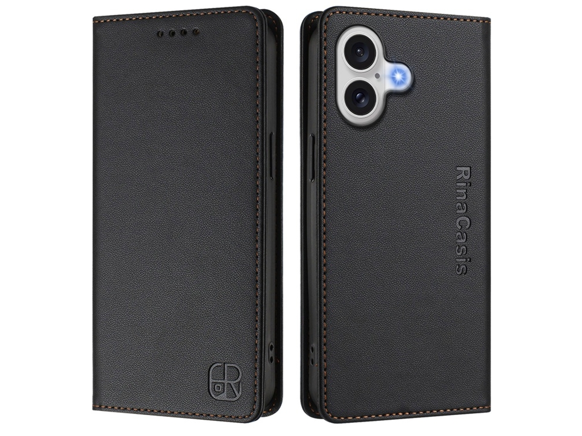 Capa Carteira Rinacasis Para Iphone 17 Rc01 Com Rfid - Preta