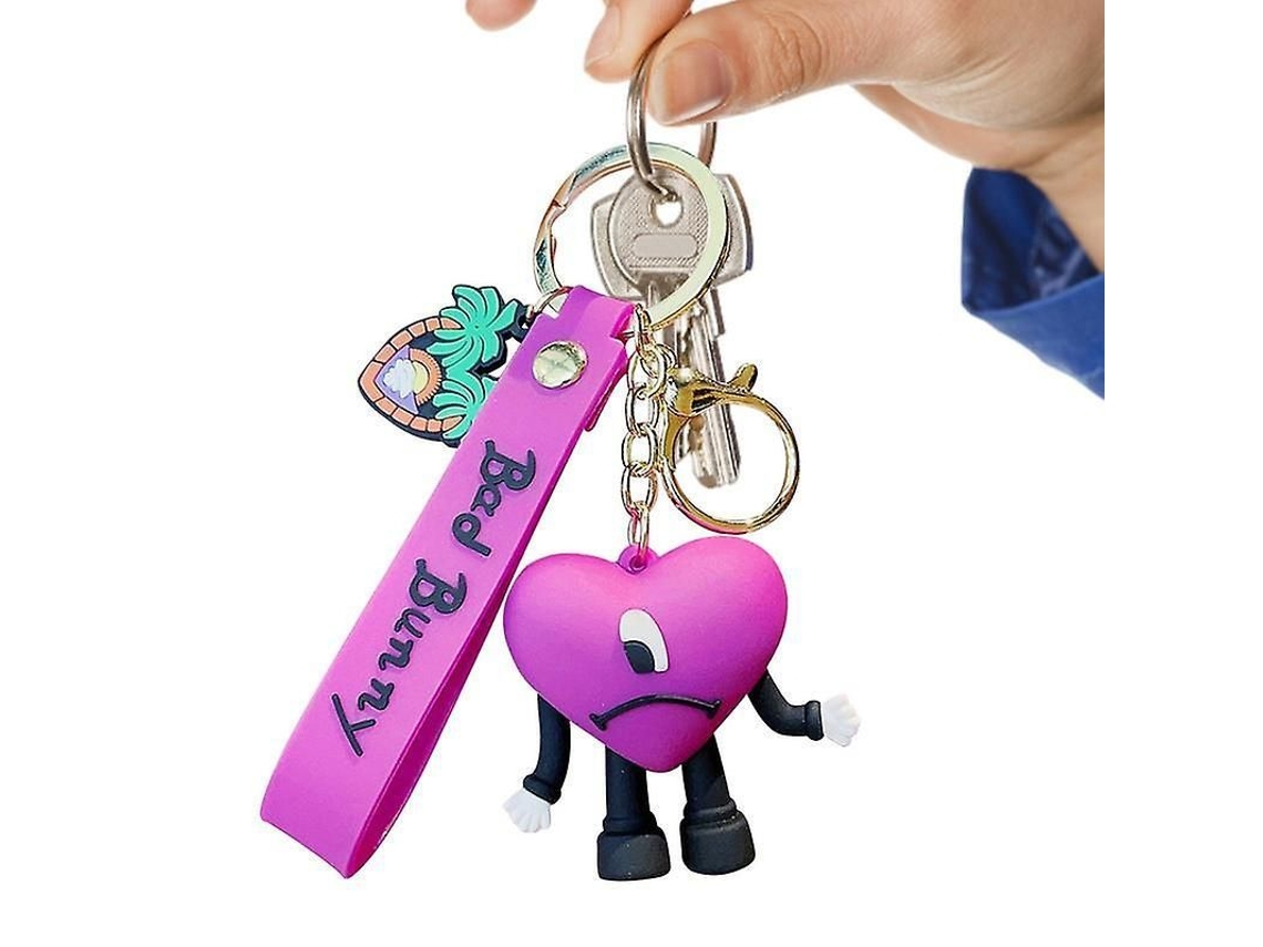 2026 llavero Bad Bunny Corazón 3d Joyería Moda Colgante Charm para Bolsos Coche Regalo Cumpleaños Mujer Niña