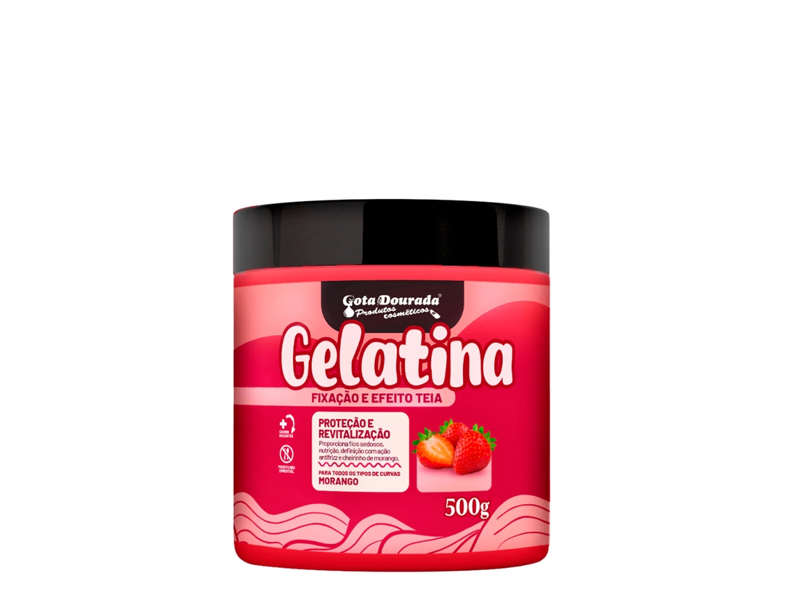 Gelatina de Morango Fixação e Efeito Teia 500g GOTA DOURADA