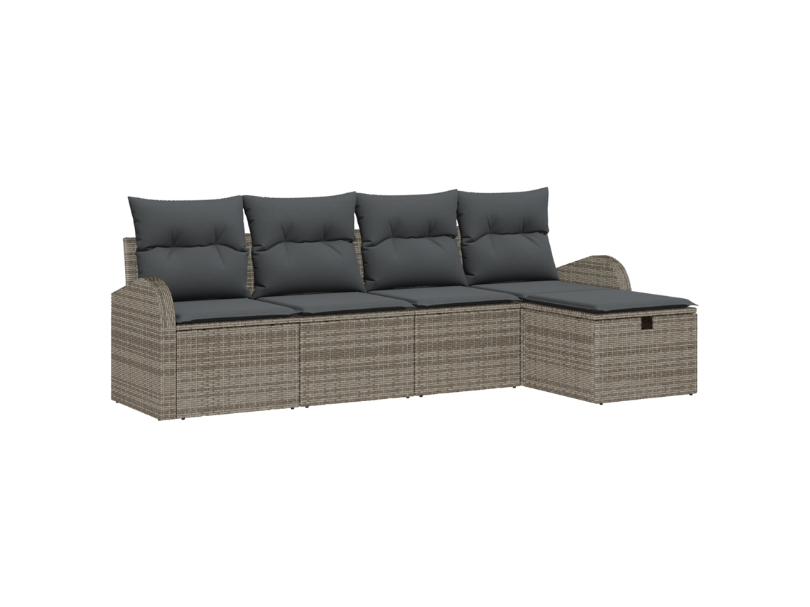 Conjunto 5 Móveis De Jardim Vidaxl Cinzento Vime Pe (234 X 117 X 85 Cm)