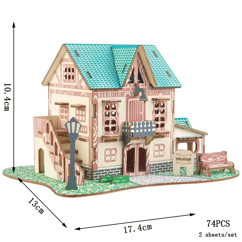 Jogo de Quebra cabeça 3d de Madeira Artesanal Modelo de Construção para Montar (faça Você Mesmo) MDUG (hotel Céu Estrelado)