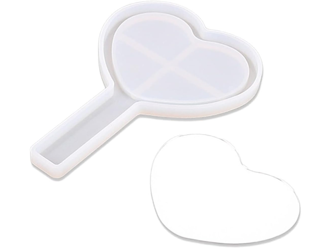 Molde De Silicone Para Espelho Cosmético Com Cabo De Acrílico, Kit De Resina Para Maquiagem, Ferramentas