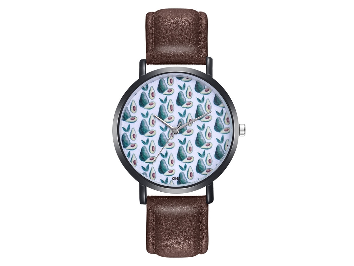 Relógio Feminino de Pulso de Quartzo com Pulseira de Couro Pu Padrão Simples Café