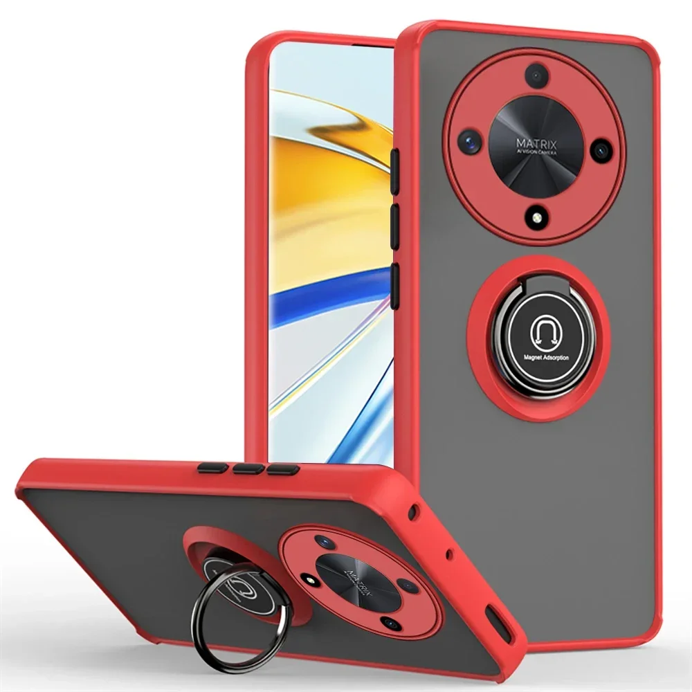 (vermelho, Honor X8a) Capa Protetora Magnética Fosca Para Carro, Resistente A Choques E Quedas, Com Revestimento Rígido E Durável.