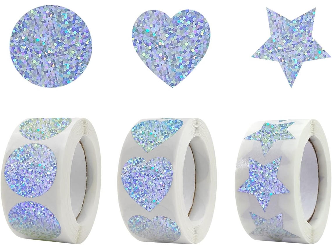 1500 Adesivos Redondos De Corações E Estrelas Com Glitter Prateado Para Scrapbooking Diy Dxghchh Aquaforge
