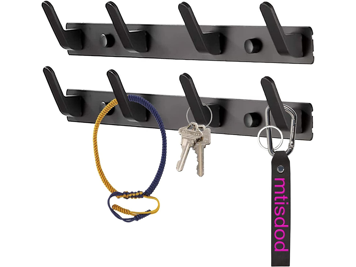 Ganchos de parede para roupas, 4 ganchos pretos, suporte para cabides, cabideiro, chave e ganchos para roupas de parede, Lmell Slowmoose
