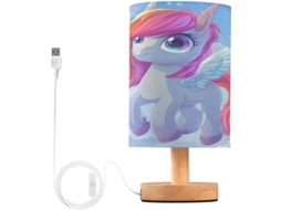 Abajur De Mesa Em Formato Cavalo Alado Com Portas Carregamento Usb, Ideal Para Cabeceira De Quarto, Com Cúpula Redonda