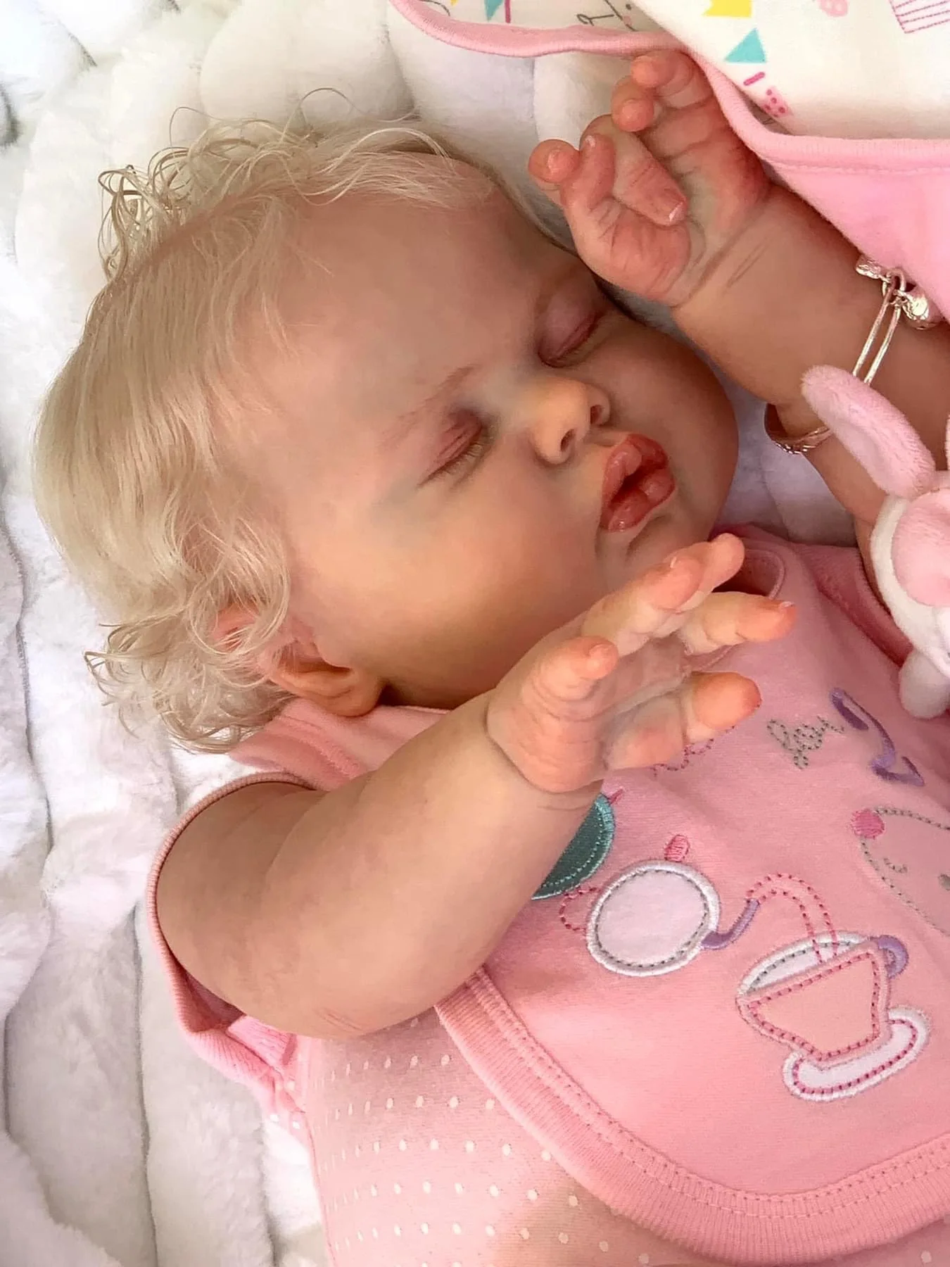 (branca) Boneca Kimchi Dormindo De 60 Cm, Transplante Capilar Feito À Mão, Boneca Bebê Menina Fofa