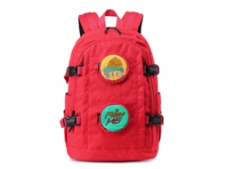 Mochila De Adesivos De Desenho Animado Feita De Náilon À Prova D'água, Grande Capacidade, Adequada Para Campus, Viagens, Etc Vermelho