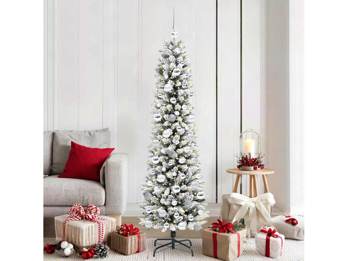 Vidaxl Árvore De Natal Artificial Branco 180 Cm Pvc, Metal E Plástico
