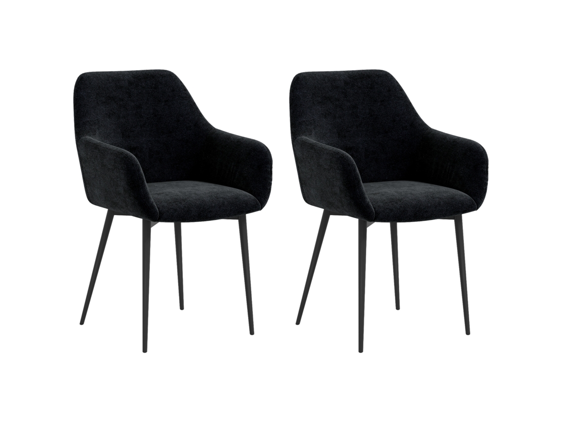 Conjunto de 2 correntes Nordic Jantar, Têxtil, Apoios de Braços+Pernas de Aço, 54x57x80cm, Preta-pt