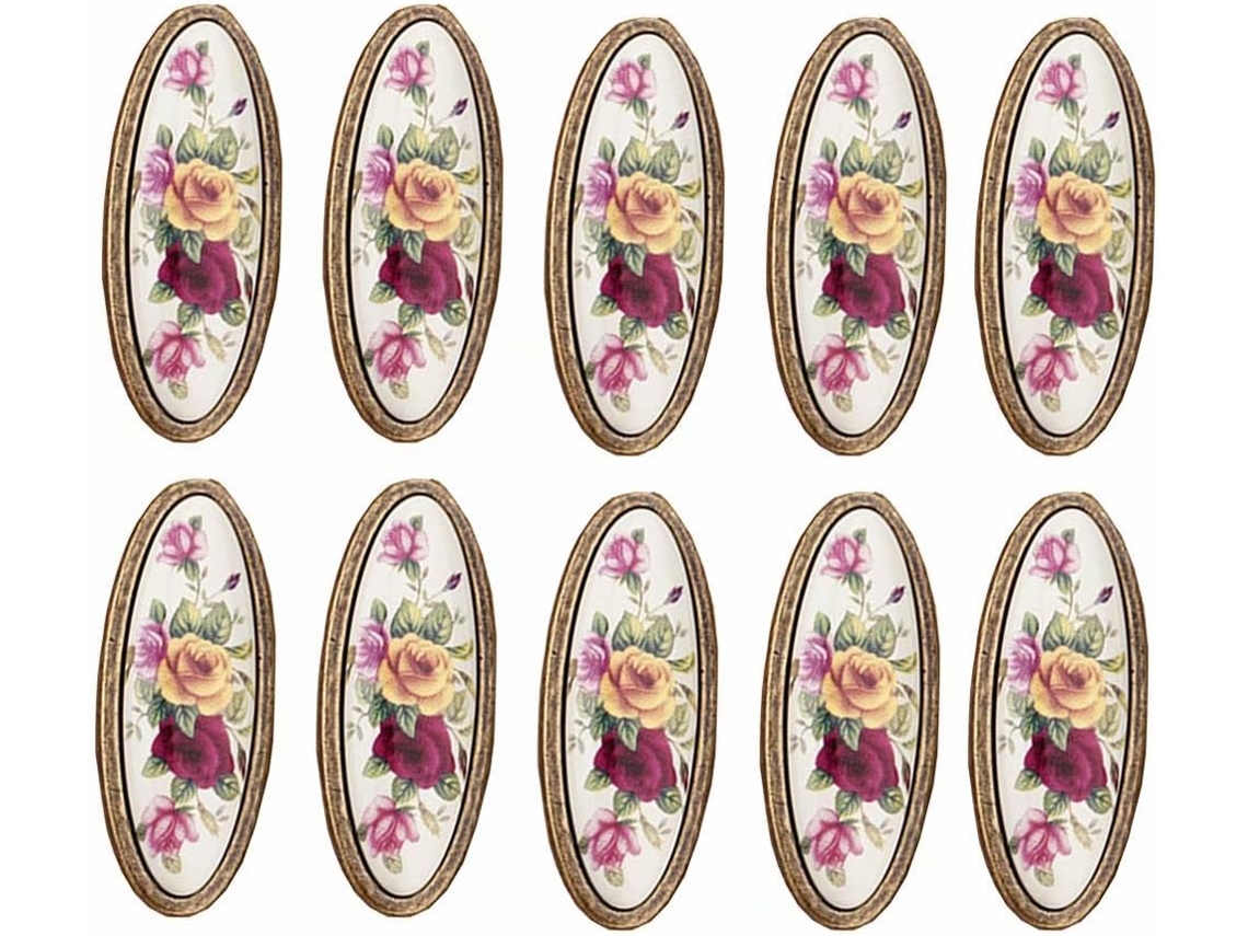 Conjunto De 10 Puxadores Armário Em Estilo Rosa Antigo Com Acabamento Cromado Para Cozinha, Cômoda, Gaveta E Armário