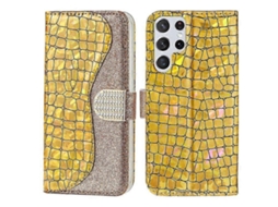 Capa De Celular Com Suporte De Celular Com Textura De Crocodilo E Revestimento Anti-queda De Couro Pu Compatível Com Samsung Galaxy S23 Ultra