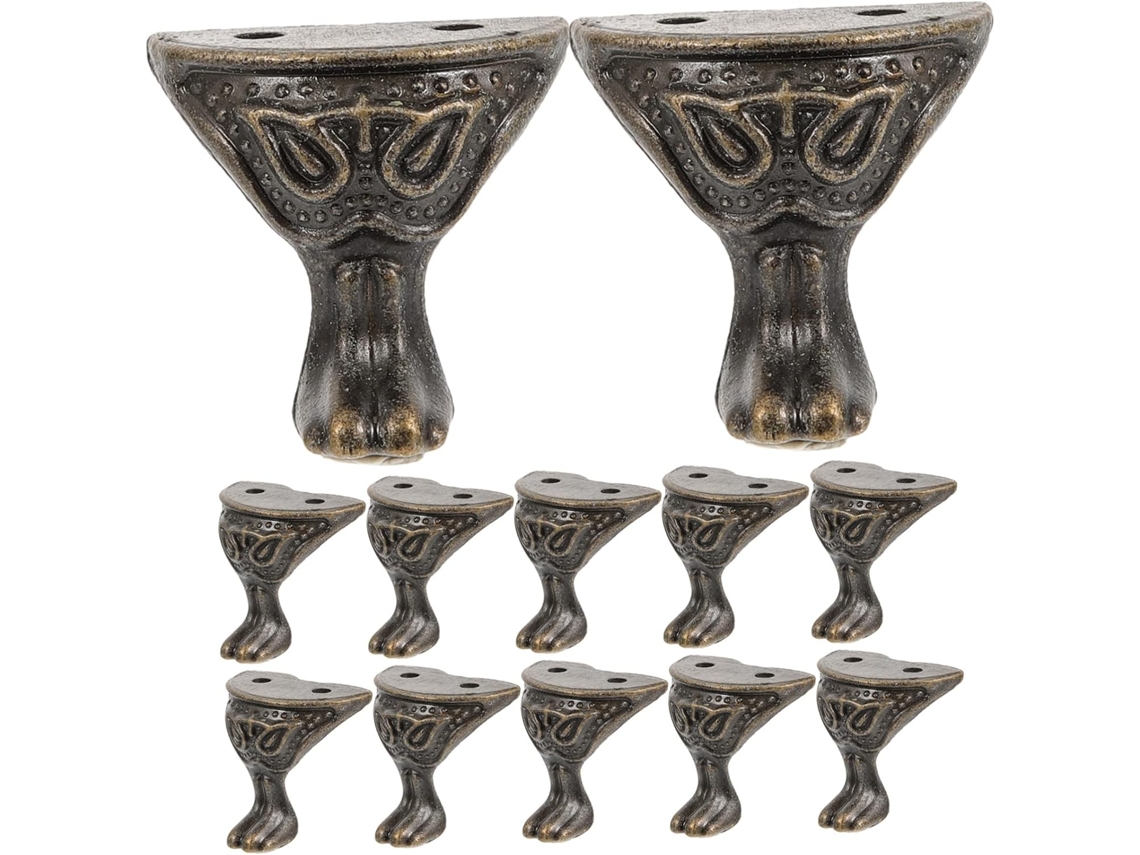 Protetores De Canto Para Caixas, Em Liga De Zinco Resistente À Ferrugem, 12 Peças, Com Design De Padrão Vintage E Pés