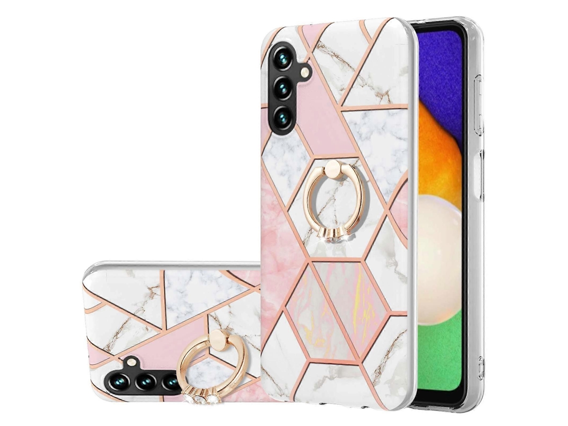 Capa De Celular Em Tpu Com Suporte De Anel E Flor De Mármore Para Samsung Galaxy A54 5g
