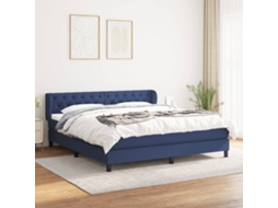 Vidaxl Cama Com Molas/colchão 160x200 Cm Tecido Azul