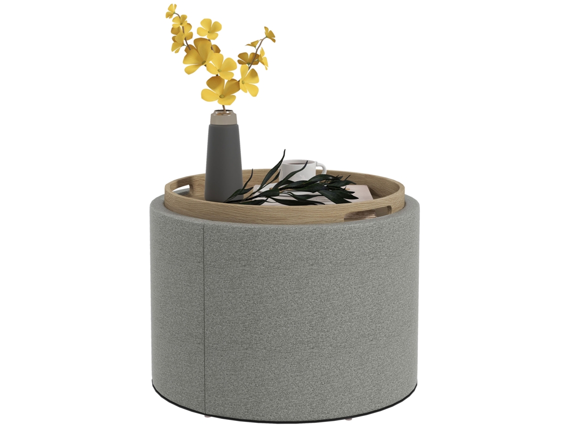 56x56x42 Cinza, Mdf, Envelope De Efeito De Linho De 120 Kg No Máximo Com Bandeja De Aba
