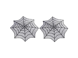 Toalha De Mesa De Halloween Teia De Aranha De Renda 2 Peças Decoração Mesa Preta 75cm