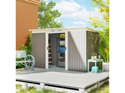 Abrigo de Jardim 280x130x172 Cm Abrigo de Exterior de Aço Galvanizado com Porta Corredeira e Ventilações Cinza
