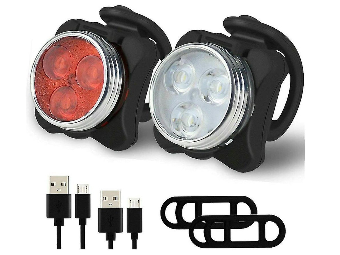 Conjunto Luz Bicicleta 300lm 2020 Ipx8 Preto Yizhood