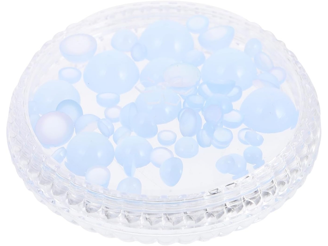 Contas Decorativas Azuis Em Abs Para Nail Art Delicada, Pacote Com 1 Caixa.