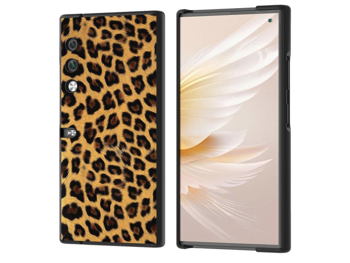 Capa De Celular Em Pu Com Estampa De Leopardo E Borda Preta Para Honor V.