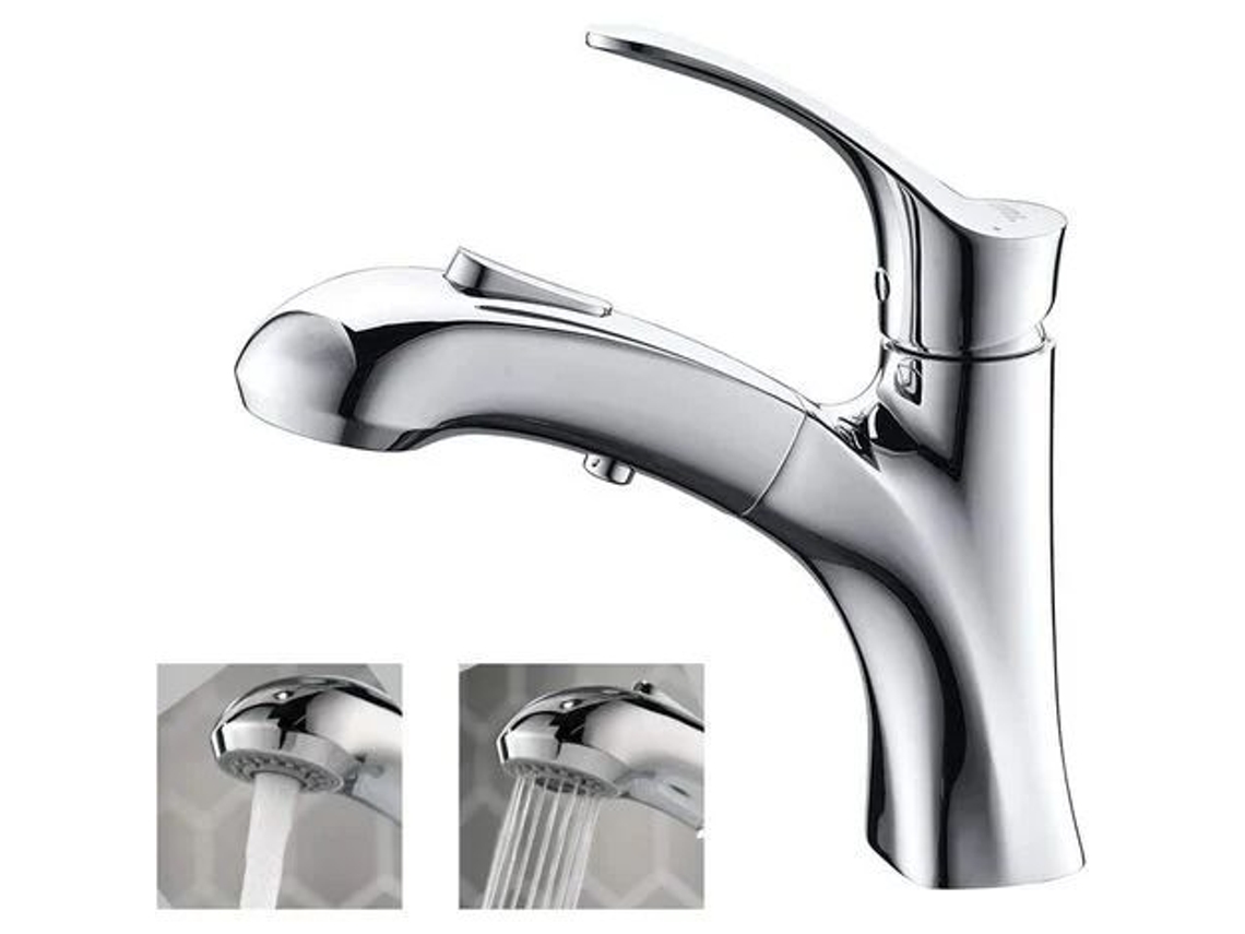 MEOIRUERY Torneira De Banheiro Moderna Com Pulverizador Retrátil De Dupla Função, Comprimento Extraível Flexível De 40 60 Cm, Acabamento Cromado, Perfeita Para