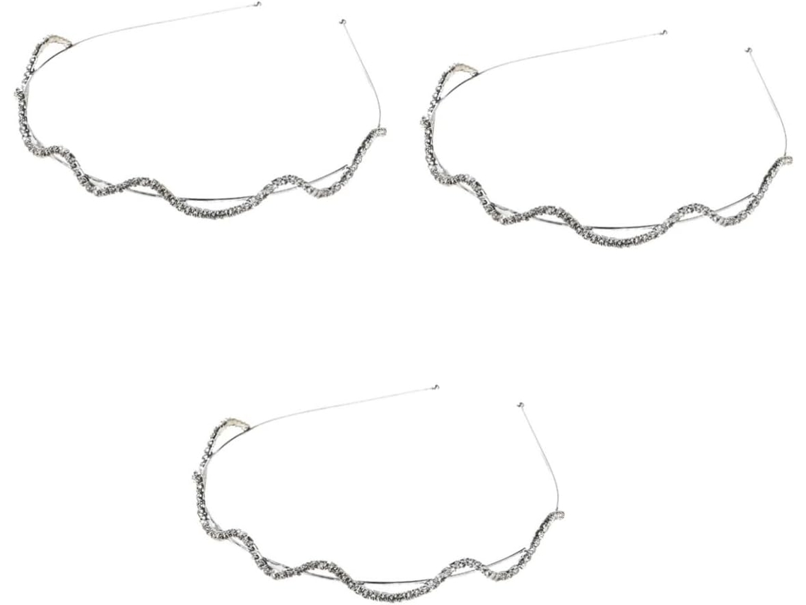 Conjunto De 3 Tiaras Onduladas Com Strass - Acessório Elegante Para Casamentos E Eventos Especiais