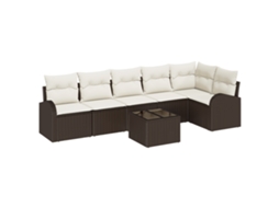 Conjunto 7 Conjunto De Sofá De Jardim Vidaxl Castanho Vime Pe (289 X 124 X 85 Cm)