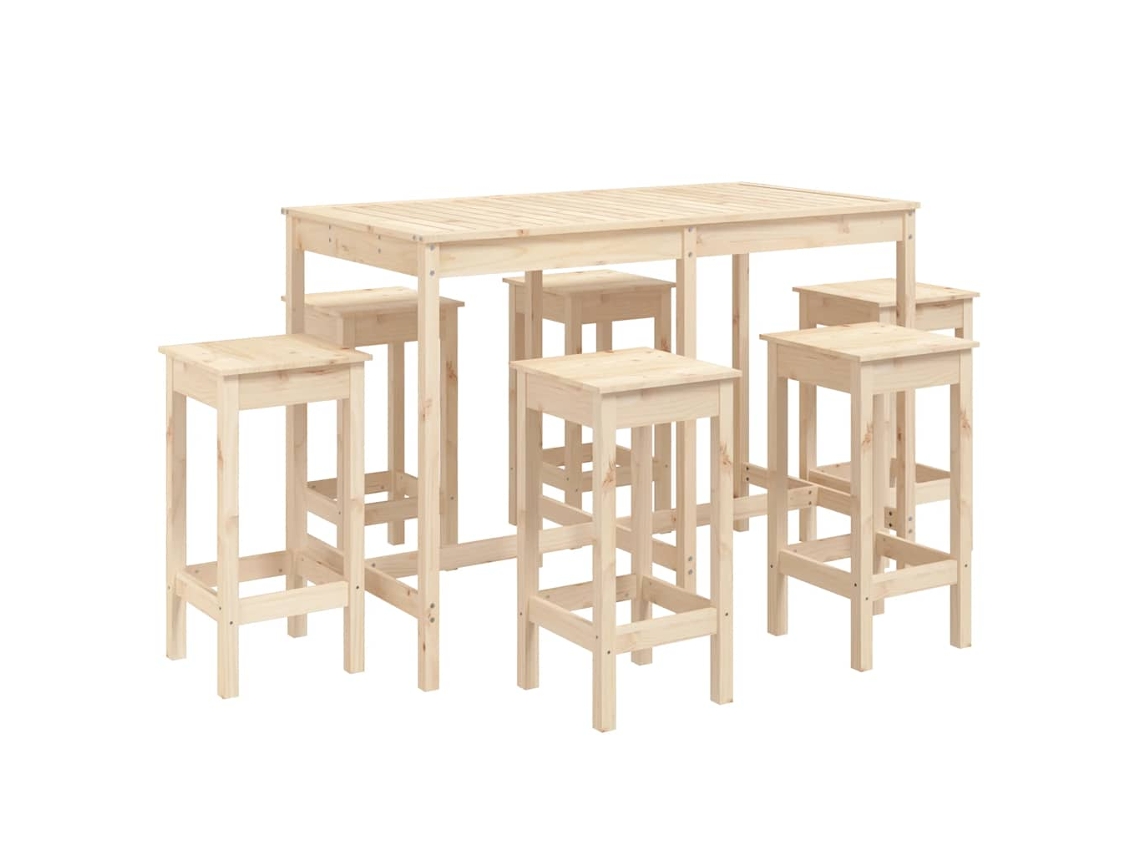 7 Pcs Conjunto de Bar para Jardim Pinho Maciço MAISON EXCLUSIVE