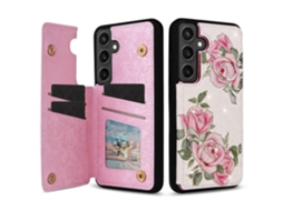 Capa Para Samsung Galaxy S25 Fe Em Couro Tpu Com Estampa Floral E Compartimentos Para Cartão
