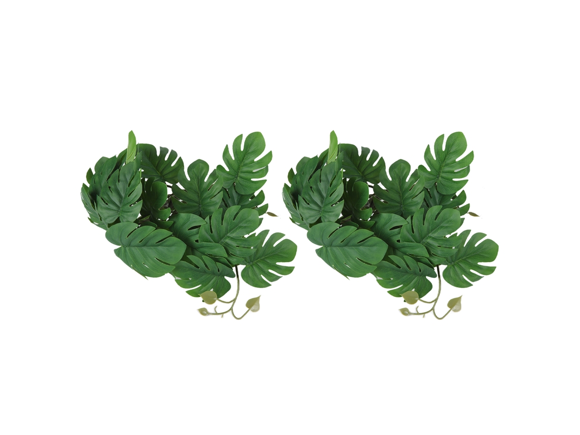2pcs Planta Artificial Vina Monstera Com Cupula Para Aquario