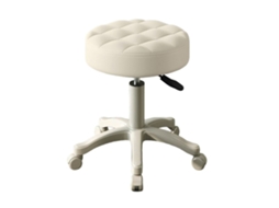 Cadeira Para Toucador, Altura Ajustável 35‑53 Cm, Sem Braços Sem Encosto, Espuma De Alta Densidade Couro Sintético Impermeáve, Branco