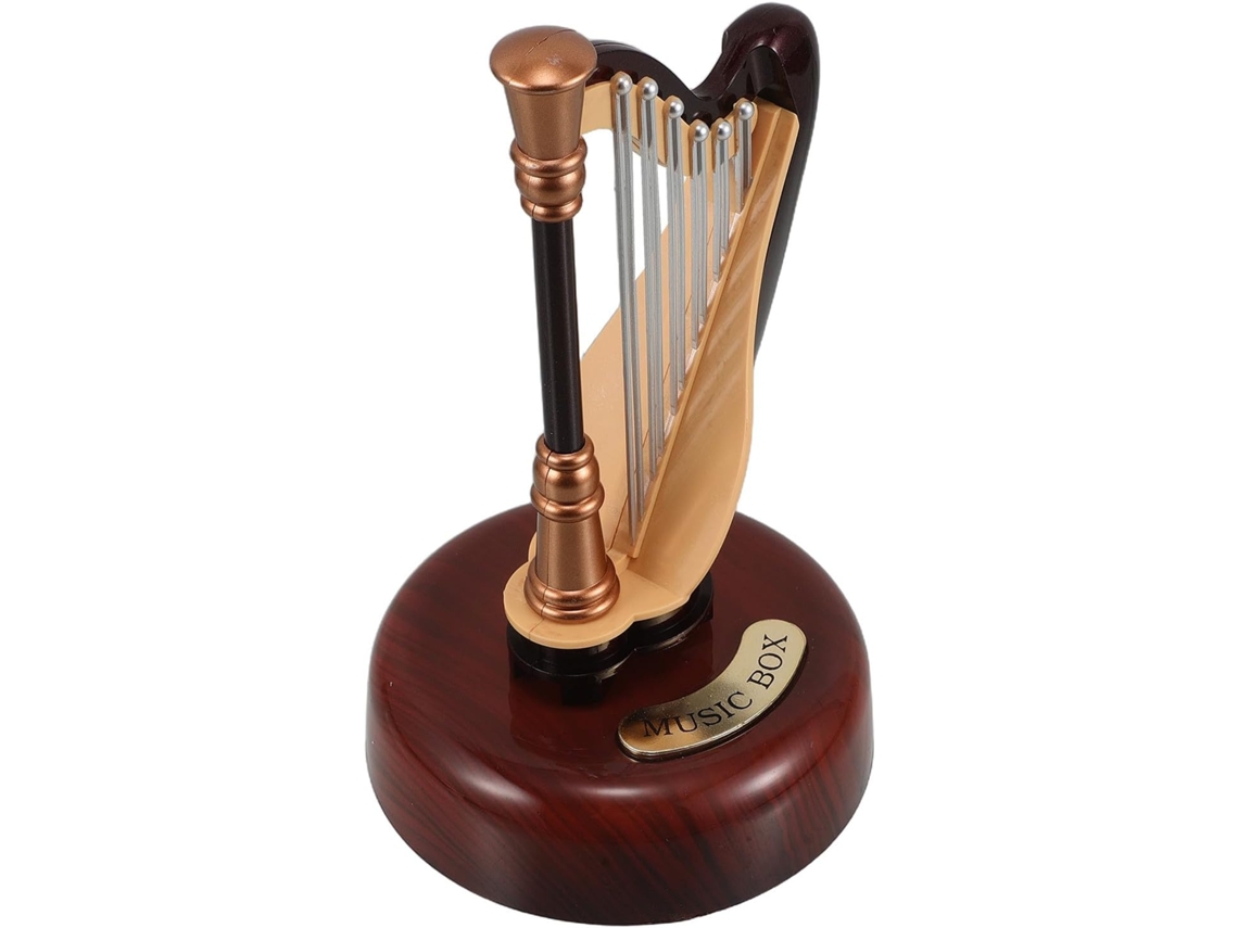 Caixa Música Plástico Marrom Elegante Miniatura Harpa Decoração Escritórios Cerimônias Mini Som GOKOCO