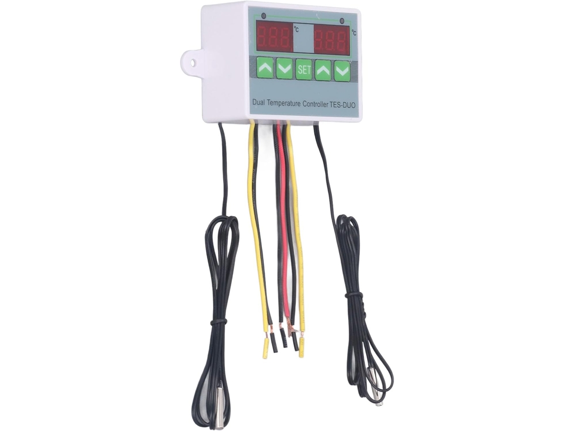 Controlador De Temperatura Dupla, Termostato Digital Em Abs À Prova
