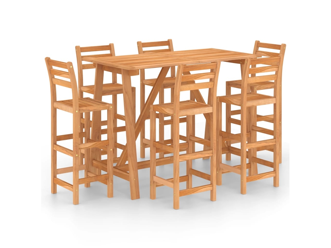 Maison Exclusive - 7 Pcs Conjunto De Bar Para Exterior Madeira De Acácia Maciça