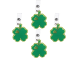 Conjunto de 4 Porta crachás Retráteis Alipis com Design Trevo Verde para o Dia São Patrício, Fáceis Escanear,