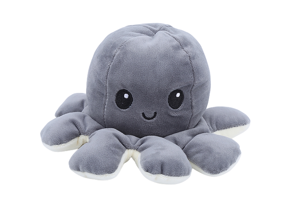 Muñeco De Peluche Pulpo Reversible De Doble Cara, Juguete Suave Para Bebés (gris-beige)